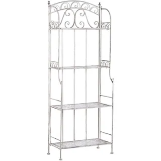 Beliani Gartenregal Weiß, Metall 4 Ablageflächen klappbar PADUA (61 x 32 x 156 cm, Gartenzubehör, Gartenkommoden & Gartenregale