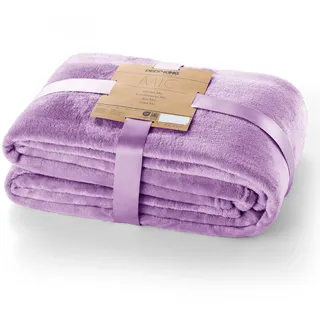 DecoKing Kuscheldecke 220x240 cm lila Decke Microfaser Tagesdecke Fleece weich sanft kuschelig Lilac Mic