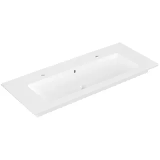 Villeroy & Boch Venticello Schrankwaschtisch, 2 Hahnlöcher, mit Überlauf, 1200x500mm, 4104CKR1, Farbe: Weiß CeramicPlus