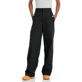 Dickies Damen Twill-Hose mit hohem Bund und weitem Bein, Schwarz gespült, 36