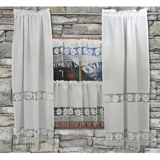 HOSSNER - ART OF HOME DECO Querbehang Zugspitze Stangendurchzug 120 x 50 cm Weiß 1 Stk.