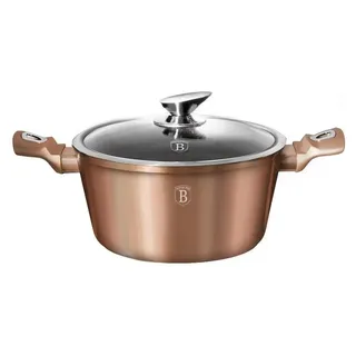 Berlinger Haus BH-1515 Rosegold Metallic LINE 24CM Kochtopf inkl. Deckel, Aluminium, 24 cm Durchmesser, Induktionsherd-geeignet, Antihaftbeschichtung - Orange
