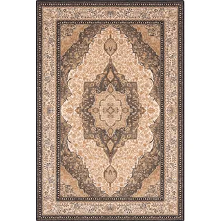 AGNELLA Diverse Charlotte Teppich - Wohnzimmer, Schlafzimmer, Wollteppich, Wolle, Traditioneller, Premium, Orientalischer, Eleganter, 160 x 240 cm - Dunkel-beige