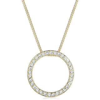 Elli Halskette Kreis 925 Silber mit Kristallen von Swarovski goldfarben