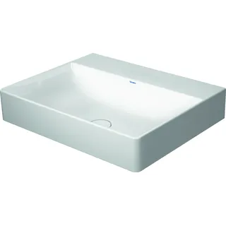 Duravit Waschtisch DURASQUARE ohne Überlauf, mit Hahnlochbank, geschliffen, 600 x 470 mm ohne Hahnloch weiß - Weiß
