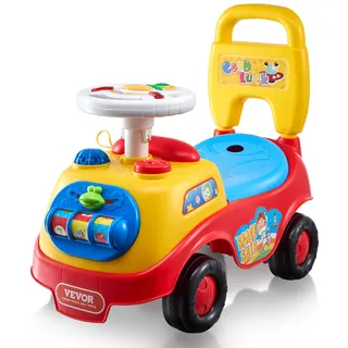 VEVOR Aufsitzauto für Kleinkinder, Alter 1–3, Ride Racer, Aufsitzspielzeug für Kleinkinder zum Sitzen und Stehen, klassisches Aufsitzauto für Kinder mit Musiklenkrad, Hupe und Stauraum unter dem Sitz, Aufsitzspielzeug für Jungen und Mädchen