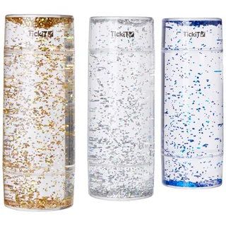 TickiT 92104 Sensorik Glitter-Sturm Set, Beruhigendes Sensorik-Spielzeug, Ideal für Konzentration & Stressabbau, Set aus 3 Farben (Gold, Silber, Blau), Geeignet ab 2 Jahren