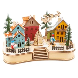 small foot Lampe Weihnachtsdorf aus Holz, Winterlandschaft mit Beleuchtung, Weihnachtsdeko, 11391