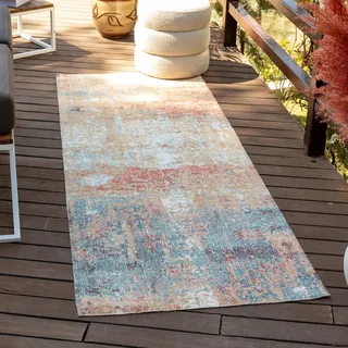 Surya Mijek Vintage Teppich läufer - Teppiche Wohnzimmer, Esszimmer, Flur, Carpet Living Room - Orientalischer Teppich Boho Style - Bunter Muster, Denim, Rust, Tan, Medium Gray, Cream, Navy, 80x220cm