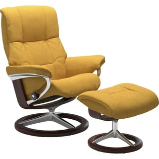 Stressless® Relaxsessel »Mayfair«, (Set, Relaxsessel mit Hocker), mit Hocker, mit Signature Base, Größe S, M & L, Gestell Braun, gelb