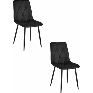 Esszimmer, Wohnzimmer, Bürostuhl LIBRA 2 Stück schwarzer Samt / schwarze Beine - Schwarz