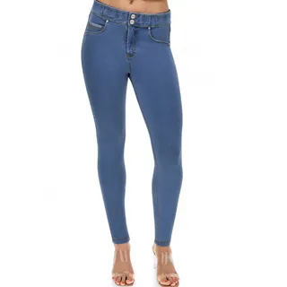Shapingleggings FREDDY "NOW Skinny", Damen, Gr. XS (34), N-Gr, bunt (light blau, gelb), Obermaterial: 84% Baumwolle, 16% Elasthan, figurbetont lang, Hosen Shapingleggings, mit Lifting & Shaping Effekt