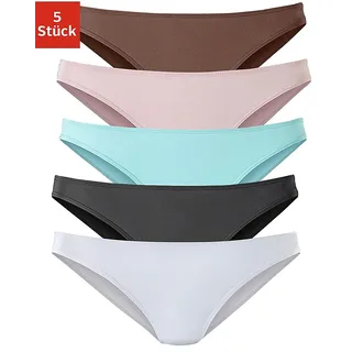 Bikinislip H.I.S, Damen, Gr. 36/38, bunt (braun, rosa, türkis, schwarz, weiß), Microfaser, Obermaterial: 95% Polyamid, 5% Elasthan, unifarben, figurbetont, Unterhosen Bikinislip, aus weicher Microfaserqualität