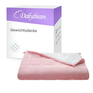 Dailydream Gewichtsdecke 135x200cm, 4,5 kg, Fleece, Rosa | Gewichtsdecke mit weicher Fleece-Außenschicht, Glasperlenfüllung und doppelt vernähten Kammern.