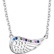 Sofia Milani - Damen Halskette 925 Silber - mit Zirkonia Steinen - Feder Flügel Engel Anhänger - N0750