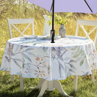Benson Mills Auslaufsichere Tischdecke für Frühling/Sommer, Schwerer Stoff, Outdoor-Tischdecke mit Schirmloch, Tischdecke mit Reißverschluss für runde Tische, Picknick/Terrassentisch (177,8 cm, rund