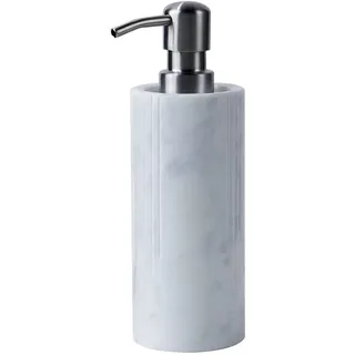 PHINILUX Luxuriöser weißer Marmor-Seifenspender für Arbeitsplatte, Bad und Küche, Hand oder Geschirr, Flüssigseife, Lotion, 304 Stahl, Pumpflasche, Italien Carrara, Vanity