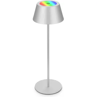 BRILONER - LED Tischlampe kabellos mit Touch, dimmbar in Stufen, höhenverstellbar, Nachttischlampe, Leselampe, LED Lampe, Campinglampe, Tischleuchte, Akkulampe, Outdoor Lampe, 38x12 cm, Chrom-Matt