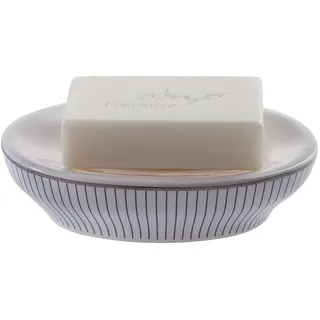 Spirella Seifenschale dekorative Badausstattung Seifenablage Ligne Maße: 13 x 8 x 3,1 cm Keramik-Schwarz Weiß, White