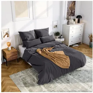 Wolkenfeld Bettwäsche Mikrofaser 4 tlg - Allergiker Bettwäsche einfarbig - unfassbar weich« 4 Stk. tlg. 135x200 cm, 155x200 & 155x220 I inkl. 2x Kissenbezüge 80x80