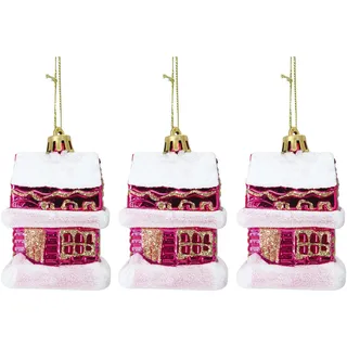 Set mit 3 Hängeleuchten Haus, Höhe 7 cm, Fuchsia