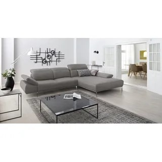 W.Schillig Ecksofa »levi«, inklusive Kopfstützenverstellung & Seitenteilverstellung, Breite 344cm grau