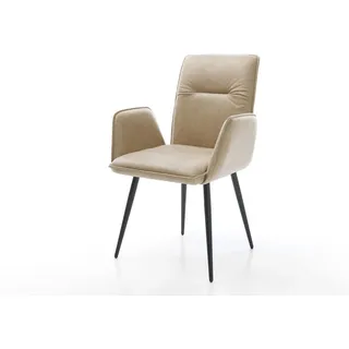 Esszimmerstuhl Vinja-Flex Mikrofaser Beige Vintage 4-Fuß konisch Schwarz
