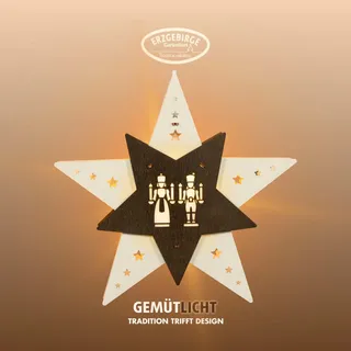 Dekostern WEIGLA "LED Engel und Bergmannn, Fensterbild, WEIẞ-BRAUN, Made in Germany", braun (natur, braun, weiß), H:29cm T:6cm, Holzwerkstoff, Dekosterne, Dekostern, Erzgebirge garantiert, Weihnachtsdeko Innen, Weihnachtsbeleuchtung