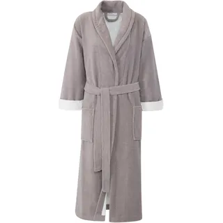 Unisex-Bademantel GÖZZE "Turin, ideal für Sauna & Spa, Hotelbademantel, Morgenmantel" Gr. XXL, grau (taupe), L:128cm, Baumwoll-Mix, Hausmäntel, Unisex-Bademantel, für Damen & Herren, mit Gürtel und zwei aufgesetzten Taschen, lang