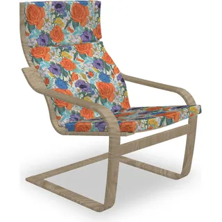 ABAKUHAUS Frühling Poäng Sessel Polster, Nostalgische Bunt Bloom, Sitzkissen mit Stuhlkissen mit Hakenschlaufe und Reißverschluss, Mehrfarbig