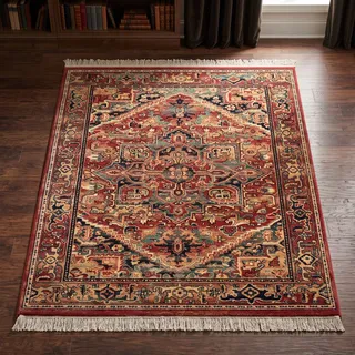 Wollteppich THEKO "Saharna 2886" Gr. 2, rot, B:80cm H:10mm L:150cm, Wolle, Teppiche, Wollteppich, reine Wolle, Orient-Optik, mit Fransen