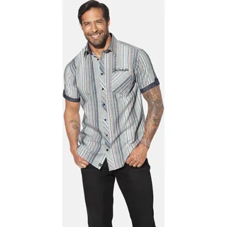 Kurzarmhemd JAN VANDERSTORM "Kurzarmhemd NORSTAD", Herren, Gr. XL, weit, blau (petrol gestreift), Obermaterial: 100% Baumwolle CO., Hemden Kurzarmhemd