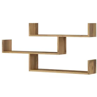 Feldmann-Wohnen Wandregal Trio Wotan Eiche 119 / 18 / 55cm , Dunkelbraun , Holz , 3 Fächer , Rechteckig , 119x55x18 cm , Wohnzimmer, Regale, Wandregale