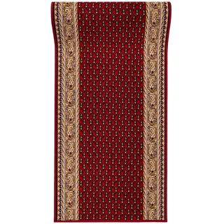 Mazovia Läufer Flur 67x300cm Rot Klassisch 90er-Retro Weich rutschfest | Teppichläufer für Küche Waschküche Schlafzimmer Wetterfest Pflegeleicht Gummiunterseite Kurzflor Lang Verkauf pro Meter