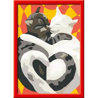 Ravensburger CreArt Katzen-Liebe - Malen nach Zahlen ab 7 Jahre | Malset mit Rahmen, Pinsel und Acrylfarben, Geschenk für Mädchen und Jungen