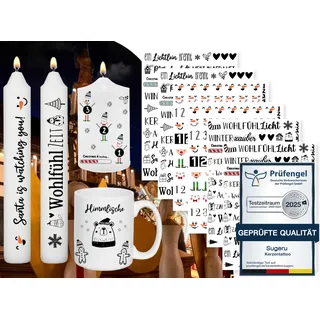 Sugeru 6 PCS Kerzentattoo Wassertransferdruck | wasserschiebefolie kerzen | kerzenaufkleber sticker | Kerzen dekorieren | Sprüche,ostern,Lieblingsmensch,Happy Birthday(AdventstagI)