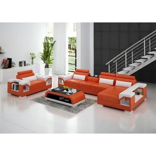 Wohnzimmer Garnitur Ecksofa Sessel JVmoebel - Orange