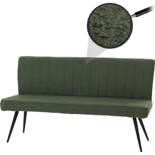 Sitzbank HWC-K16, Esszimmerbank Bank Polsterbank, Rückenlehne Stoff/Textil Bouclé Metall 160cm grün - Grün