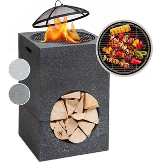 blumfeldt Monolith Feuerschale mit Grill MGO & Stahlschale inkl. Funkenschutz
