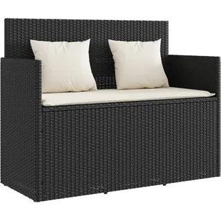 vidaXL Gartenbank mit Kissen Schwarz Poly Rattan - Schwarz