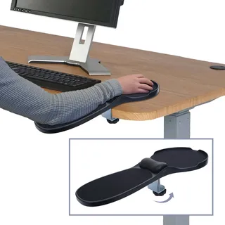 2in1 Armauflage mit Mauspad HWC-N76, Tisch-/Armlehnen-Mousepad Gelenkstütze Handgelenkkissen ergonomisch 90° verstellbar - Schwarz