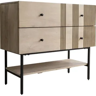 DeLife Sideboard Neria 100 cm Mango White Wash Metall Schwarz 2 Schubladen