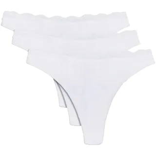 YSABEL MORA Tanga »BASIC COLLECTION COTTON WITH LACE«, (3er Pack), nicht nur bequem, sondern auch romantische Spitzendetails, weiß