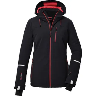 KILLTEC Damen Skijacke/Funktionsjacke mit abzippbarer Kapuze und Schneefang KSW 81 WMN SKI JCKT, schwarz blau, 44, 39746-000