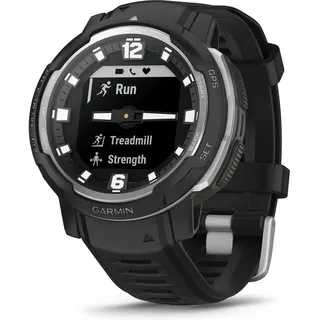 Garmin Instinct Crossover BT 45 mm Edelstahlgehäuse schwarz Silikonarmband schwarz One Size