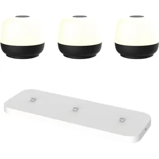 Luxus - Tischlampe Naxos - 3er Set - Schwarz + Ladestation weiß - H8 x Ø9