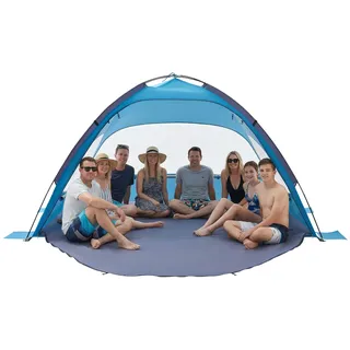 Vevor Strandmuschel Sonnenschutz für 8 Personen, UPF 50+ Schutz, Tragbares Strandzelt mit Tragetasche & Bodenverankerungen, Leichter Strandsonnenschirm für Camping Angeln Picknick, Sonnenzelt