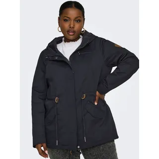 Parka ONLY CARMAKOMA "CARLORCA SPRING CANVAS PARKA OTW NOOS", Damen, Gr. M, blau (blau graphite), Canvas, Obermaterial: 80% Polyester, 20% Baumwolle, unifarben, regular fit, Jacken Parka