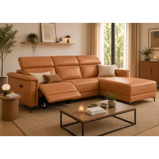 OTTO home Ecksofa LUND Naturleder 2-Sitzer Braun