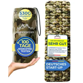 Alpenwert® Isomatte Outdoor [Kleines Packmaß & Ultraleicht] Luftmatratze perfekt für Camping, Wandern, Backpacking UVM. - Schlafmatte aufblasbar (Camo)